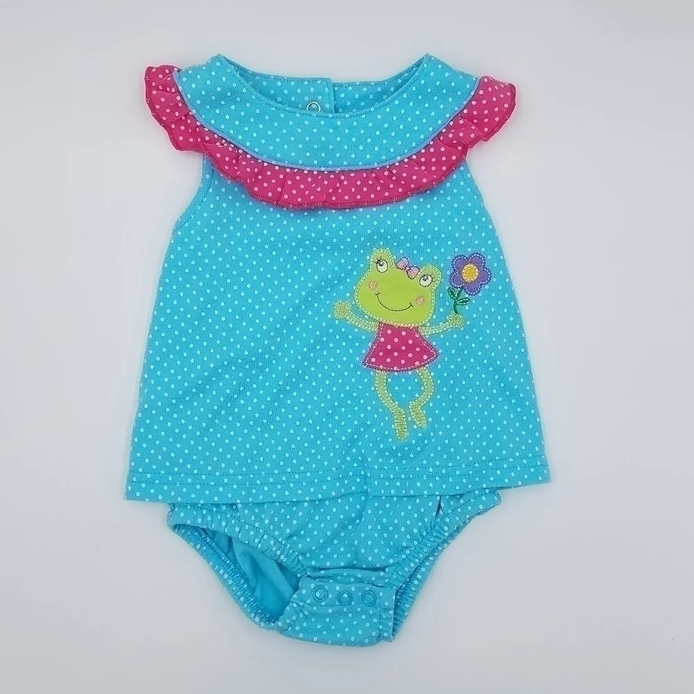 3 Rompers Turtle Frog 3-6m
